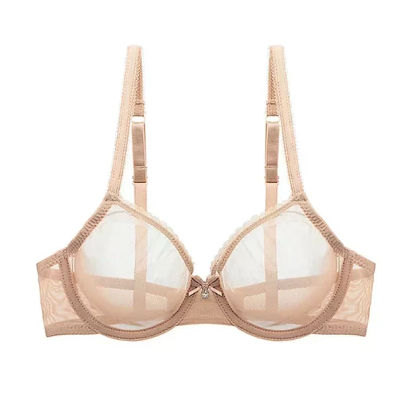 Novo vermelho transparente sutiãs para mulher plus size lingerie sexy push up renda malha meninas sutiã superior ver através branco preto 40 42 a b c d - Imagem 3