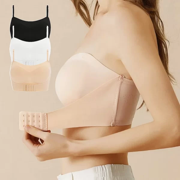 Sutiã sem alças invisível para mulheres sem fio push up antiderrapante sutiã de casamento seios grandes roupa interior lingerie sexy S-Xl plus size - Imagem 2