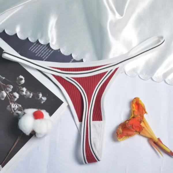Calcinha de algodão feminina sexy corda sem costura invisível tangas cintura baixa confortável cor sólida g-string roupa interior - Imagem 4