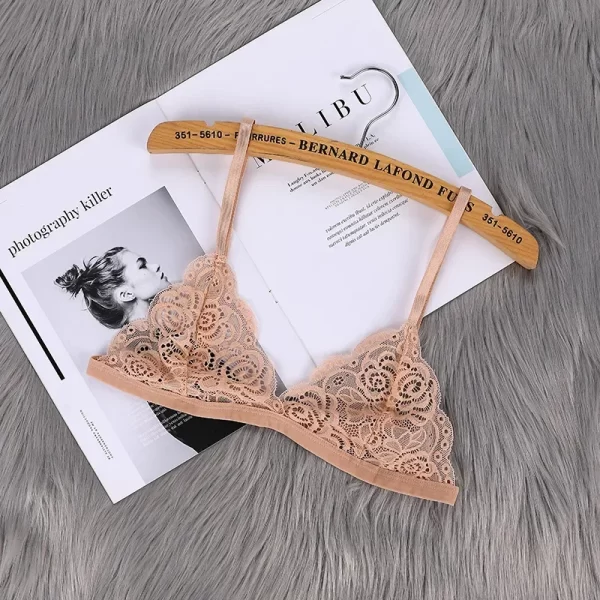 Sutiã fino feminino sem almofada no peito moda sexy lingerie de renda recorte volta fivela tubo superior roupa interior feminina roupas de verão - Imagem 6