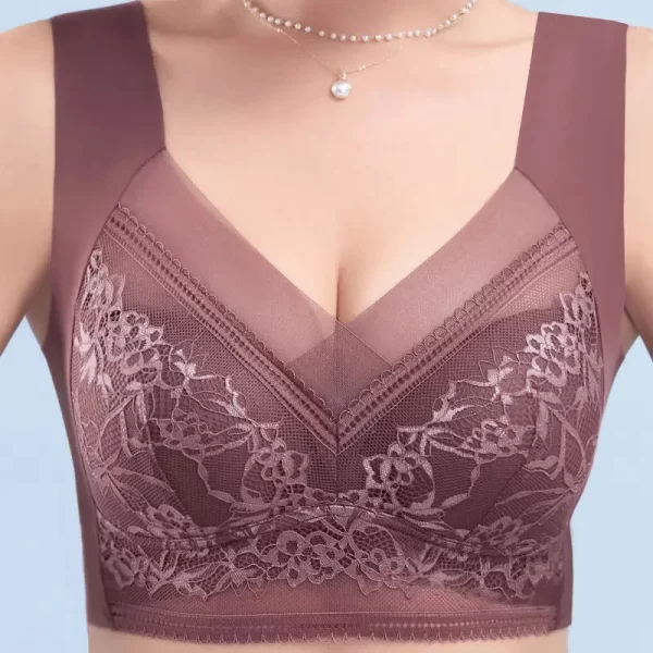 Sutiãs de renda sexy para mulheres perspectiva copo cheio cor sólida sutiã com decote em v sem costura topo de colheita feminino push up lingerie respirável