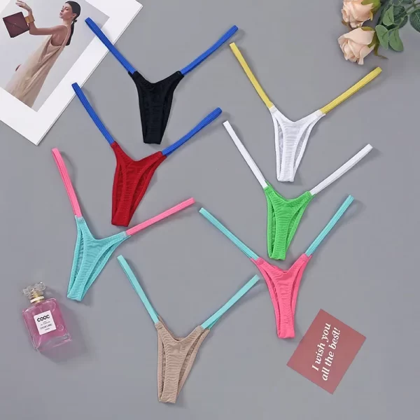 Mulheres t voltar sexy 18 fantasia roupa interior feminina clássico t calças alças finas cintura baixa multi-cor costura elástica lingerie erótica - Imagem 5