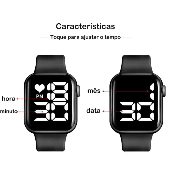 Led À Prova D 'Água Relógio Digital Relógio Eletrônico Lazer Estudantes Esporte Relógio Masculino Simples Pr es - Imagem 4