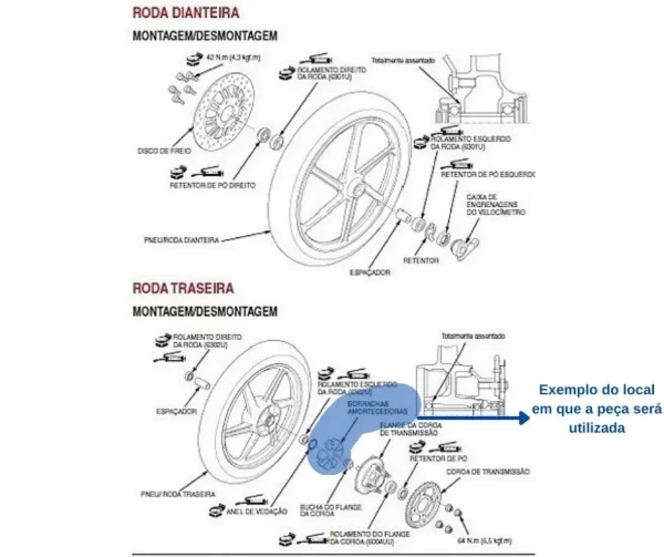 Coxim Coroa Borracha Cg Titan 150 Cg Titan Fan 160 Kit C/4un - Imagem 6