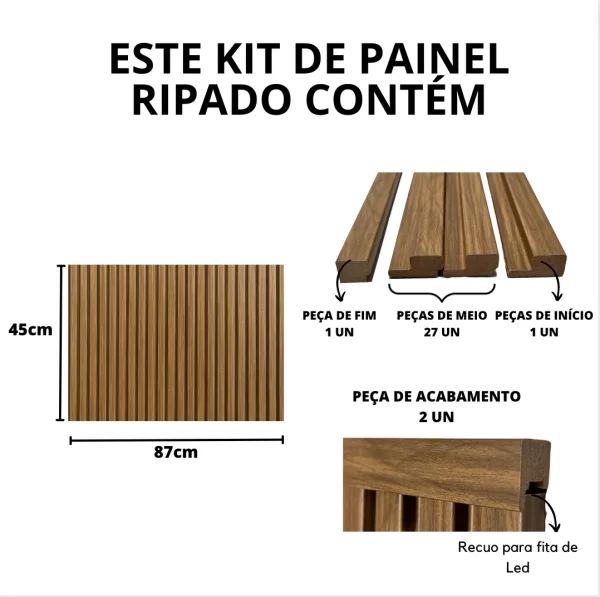 Cabeceira modulada para cama ripada em MDF de 90 cm alt por 87 cm larg fácil instalação - Imagem 6