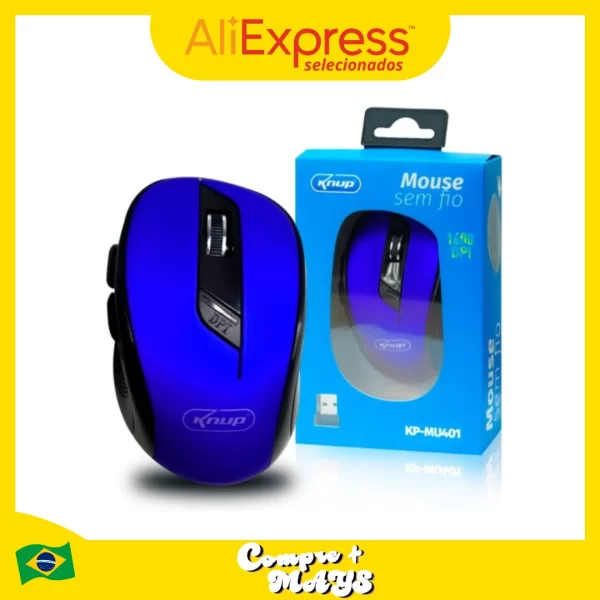 Mouse Sem Fio KP-MU401: 1600 DPI, com 6 Botões Programáveis, Tecnologia RF de 2GHz e 4GHz para Conexão Estável e Precisão