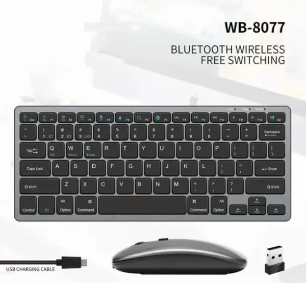 Kit Teclado e Mouse Bluetooth Wireless Slim 1000dpi Compatível com iPad Android iOS Confortável e Prático para Uso em Casa - Imagem 2