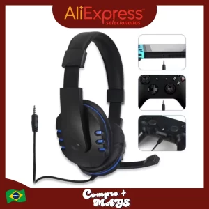 Fone de Ouvido Gamer Headset P3 com Microfone e Bass