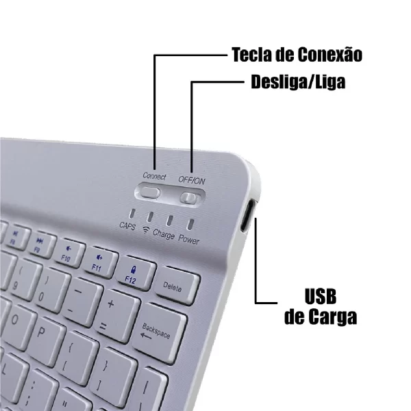 Kit Teclado E Mouse Bluetooth Sem Fio Recarregável Tablet Notebook Bk-8088 - Imagem 4