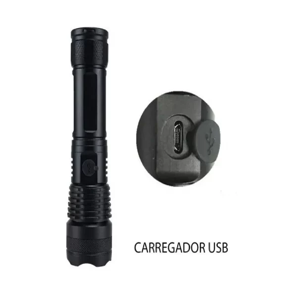Lanterna T9 Tatica Profissional Ultra Leve Forte Potente Recarregavel P50 Luuk Young - Imagem 3