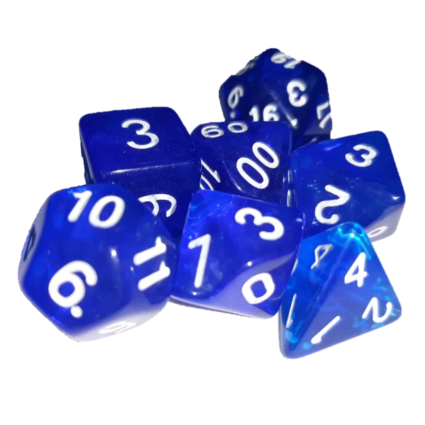 Jogo Dados 7 Peças Kit Dungeons And Dragons Rpg Azul