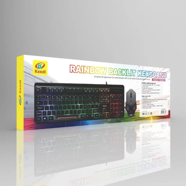 Kit Teclado Mouse Gamer KEEDI-TEC813 Membrana LED USB - Imagem 5