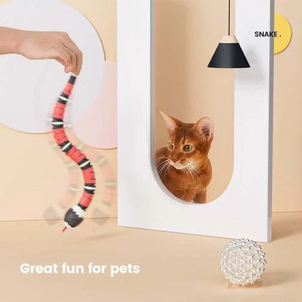 Cobra Elétrica Para Gatos Brinquedo Pet Sensor Inteligente Caça Interativos Animais De Estimação Recarregável Realista - Imagem 2