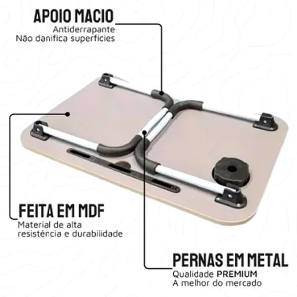 Mesa Dobrável De Madeira Portátil Para Cama Estudo Notebook Lanches Multifunções - Imagem 2