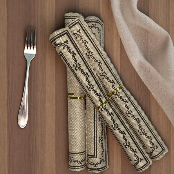 Conjunto 4 Jogos Americanos Rustico Mesa de Jantar e Porta Talhares Toalha Prato - Imagem 3