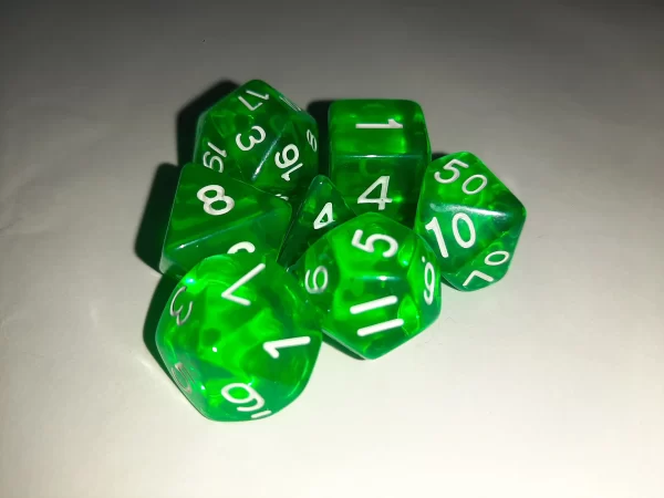 Jogo Dados 7 Peças Kit Dungeons And Dragons Rpg Verde - Imagem 3