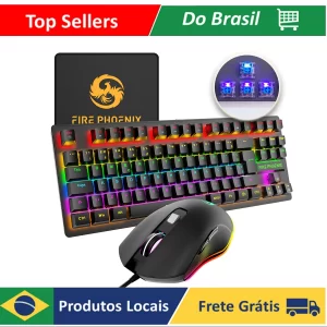 Kit Teclado Mecânico e Mouse Gamer 3200 DPI
