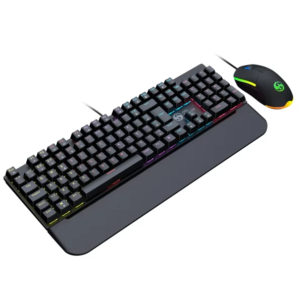 Kit Teclado E Mouse Mecânico Gamer Abnt2 Led Rgb Switch Blue Usb 3200 Dpi Mouse Pad Para Computador Pc Ps4 BK-03 - Imagem 3