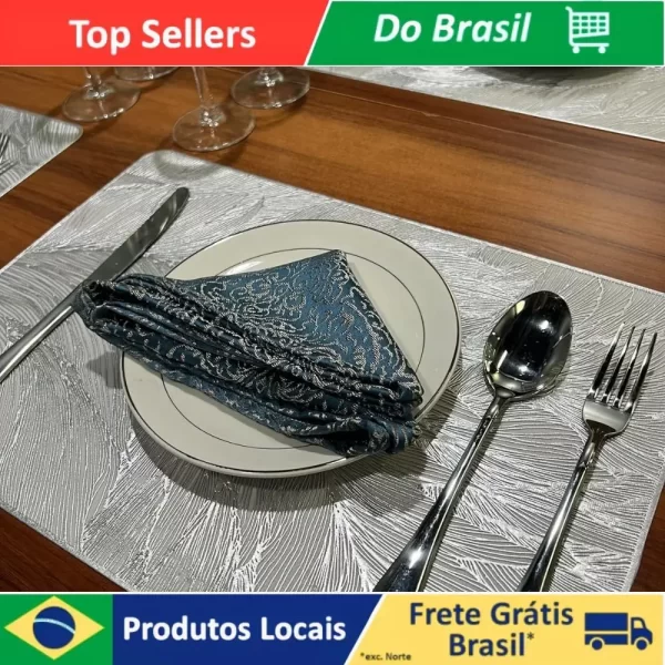 Conjunto 4 Peças Jogo Americano Tecido Impermeavel Poliester Antiderrapante Jantar Mesa De Cozinha