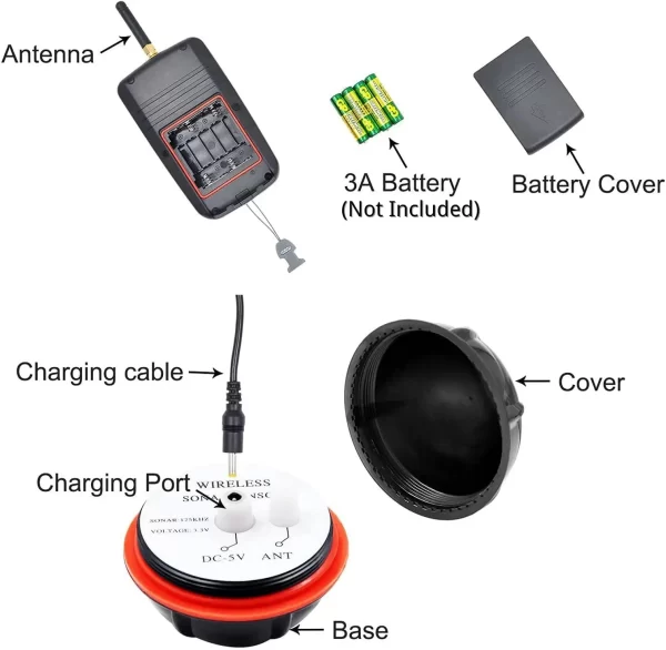 Sonar sem fio alerta de pesca localizador de peixes subaquático eco sounder detector de pesca portátil localizador de peixes - Imagem 2