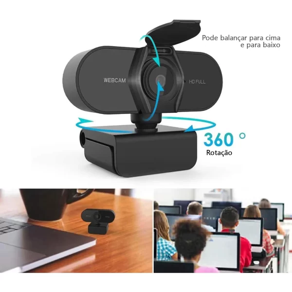 Webcam Full HD 1080p com Microfone Embutido - Widescreen USB, Ideal para Videoconferências e Chamadas Online - Imagem 5