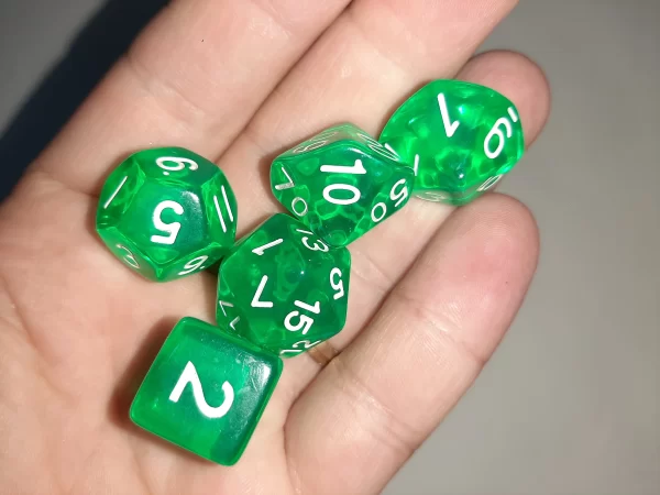 Jogo Dados 7 Peças Kit Dungeons And Dragons Rpg Verde - Imagem 2