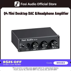 Fosi Audio Q4 - Mini DAC Estéreo USB para Jogos e Amplificador de Fones de Ouvido