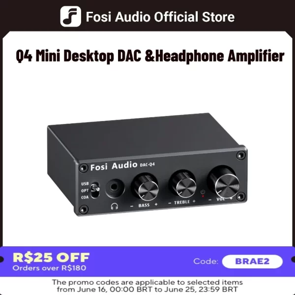 Fosi áudio mini estéreo usb gaming dac & amplificador de fone de ouvido adaptador conversor de áudio para casa/desktop alimentado/alto-falantes ativos