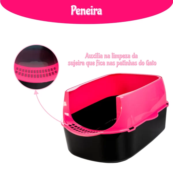 Caixa de Areia para Gatos Grandes Desmontável + Pá Higiênica + Potes de Ração - Imagem 3