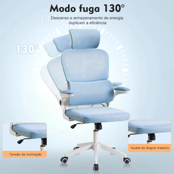 Cadeira ergonômica Python Fly, cadeira com apoio para a lombar, móvel para uso doméstico, tecido de malha, envio do Brasil - Imagem 3