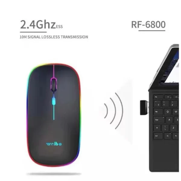 Mouse Sem Fio Sem Fio Mouse Óptico, Recarregável, RGB, USB, 2.4GHz - Imagem 2