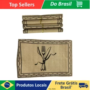 Conjunto de Jogos Americanos Rústicos para Mesa de Jantar