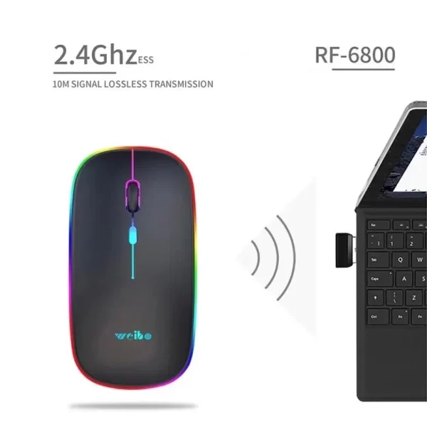 Mouse Óptico Sem Fio 2.4GHz Wireless USB Led RGB Alta Precisão Confortável Design Moderno Ideal Jogos e Escritório Home Office - Imagem 2