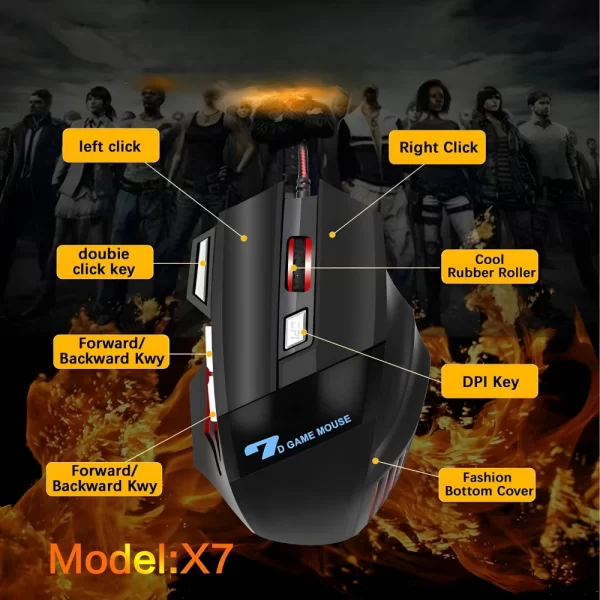 Mouse Gamer Laser Led Usb 7 Botões Profissional - Imagem 2