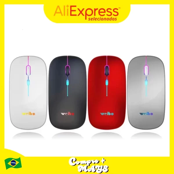 Mouse Óptico Sem Fio 2.4GHz Wireless USB Led RGB Alta Precisão Confortável Design Moderno Ideal Jogos e Escritório Home Office