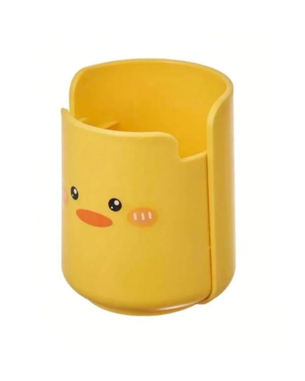 Organizador criativo caneta titular dos desenhos animados pequeno pato amarelo caneta caixa de papelaria armazenamento de escova - Imagem 3