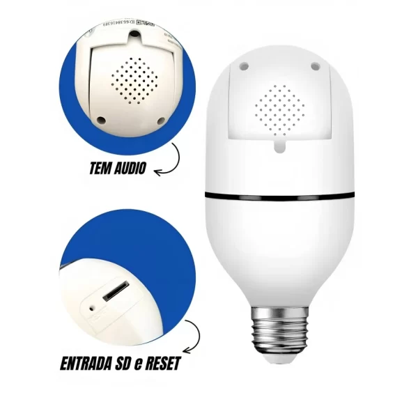 Câmera Ip Lâmpada Smart Wi-Fi Full Hd Visão Noturna Yoosee - Interna - Imagem 3