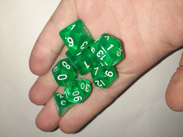 Jogo Dados 7 Peças Kit Dungeons And Dragons Rpg Verde - Imagem 4