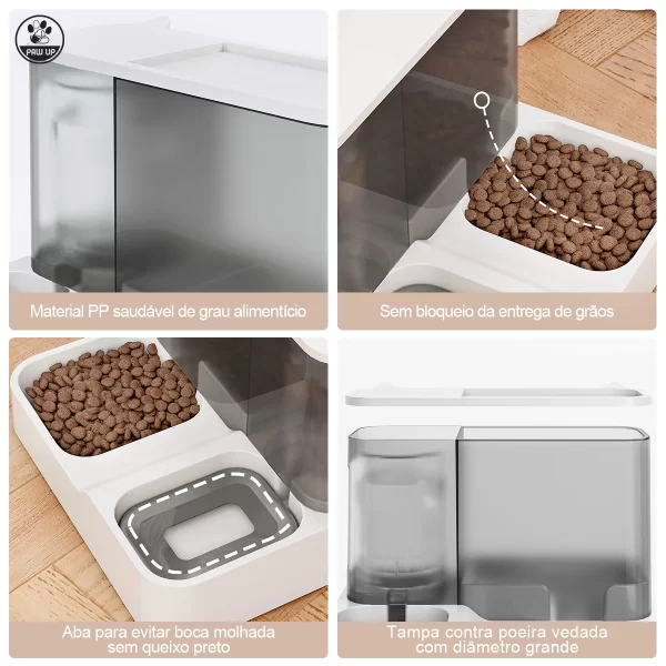 ​​Alimentador Automático 2em1 para Gatos - Bebedouro com Filtro 3L + Comedouro, Dispenser de Água Recirculante para Pets - Imagem 4