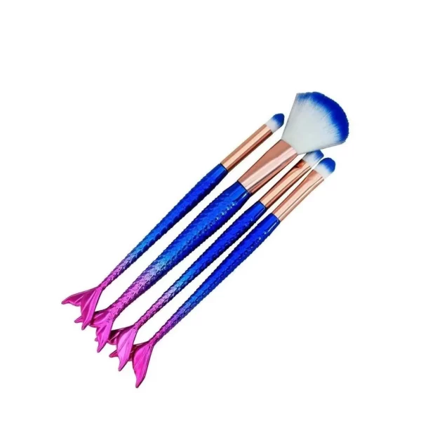 Kit 10 Pincéis de Maquiagem Sereia Profissional Conjunto Completo Pincel Facial Olhos Blush Contorno Beleza Make - Imagem 5