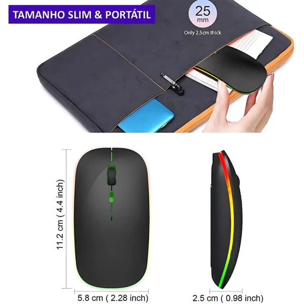 Mouses Wireless Recarregável Led Rgb 2.4 Ghz Sem Fio. - Imagem 5