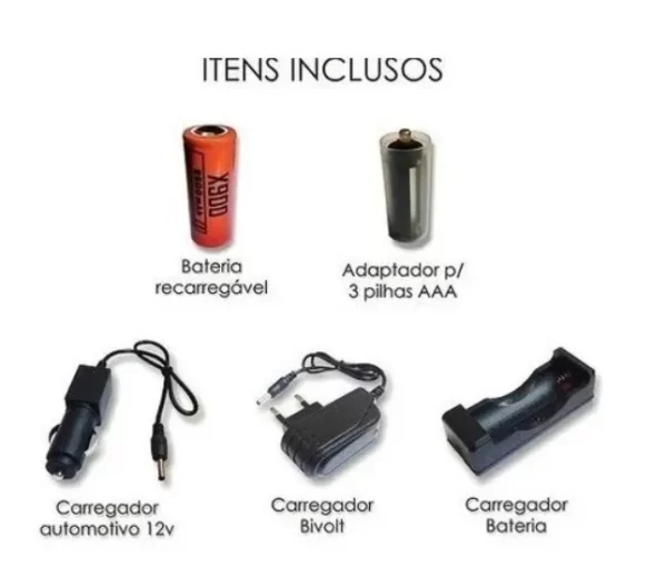 Lanterna Tática Militar X900 Profissional com Zoom Sinalizador Recarregável Luz Camping - Imagem 4