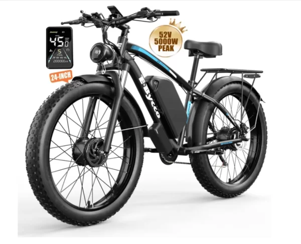 Bicicleta Elétrica para Adultos - Motores Peak Dual 5000W, Bateria 52V 32Ah, Autonomia de 100 Milhas, Velocidade de 40-45MPH, Pneu Gordo