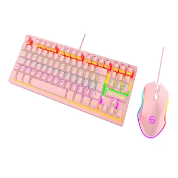 Kit De Teclado Mecânico E Mouse Gamer 3200 Dpi Com Fio Abnt2 Iluminação Led Rgb Switch Blue 60% Rosa Be-k1 Luuk Young - Imagem 5