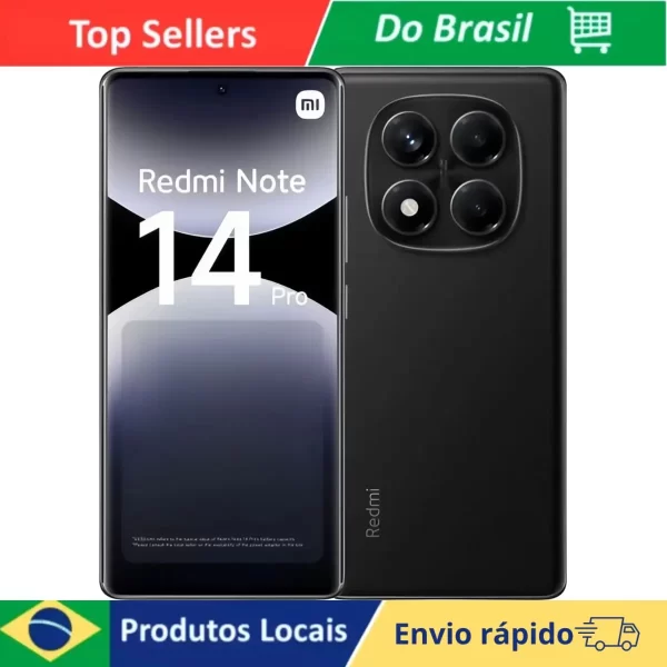Celular Smartphone Xiaomi Redmi Note 14 Pro 256GB 8GB RAM 4G 120Hz 5500mAh Câmera 200MP com IA