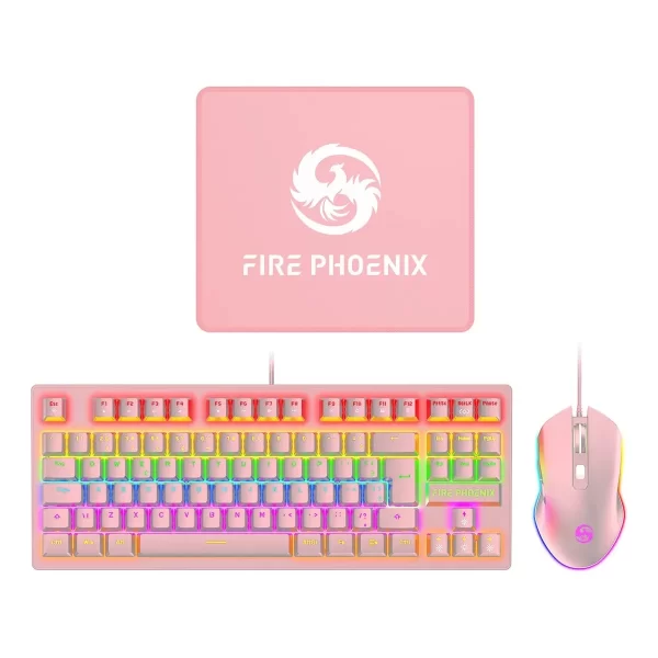 Kit De Teclado Mecânico E Mouse Gamer 3200 Dpi Com Fio Abnt2 Iluminação Led Rgb Switch Blue 60% Rosa Be-k1 Luuk Young - Imagem 3