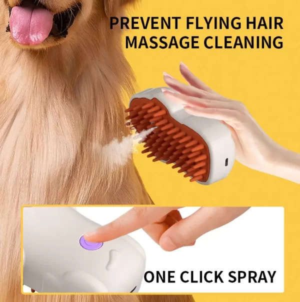 Escova De Limpeza Recarregável 3 em 1 Gatos Spray Integrado Ideal Banho Higiene Design Ergonômico Eficiente Mantém Pet Limpo - Imagem 3