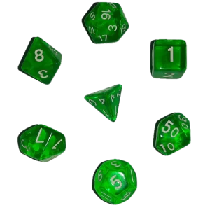 Jogo Dados 7 Peças Kit Dungeons And Dragons Rpg Verde