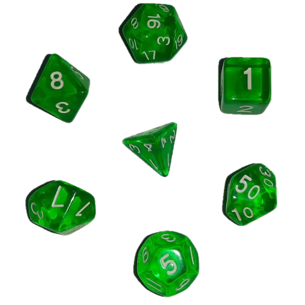 Jogo Dados 7 Peças Kit Dungeons And Dragons Rpg Verde