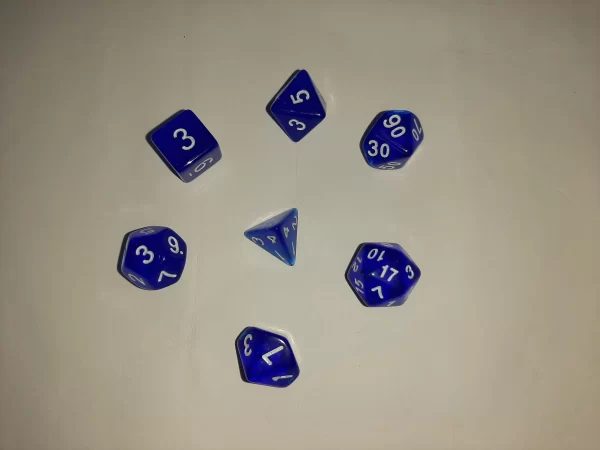 Jogo Dados 7 Peças Kit Dungeons And Dragons Rpg Azul - Imagem 3